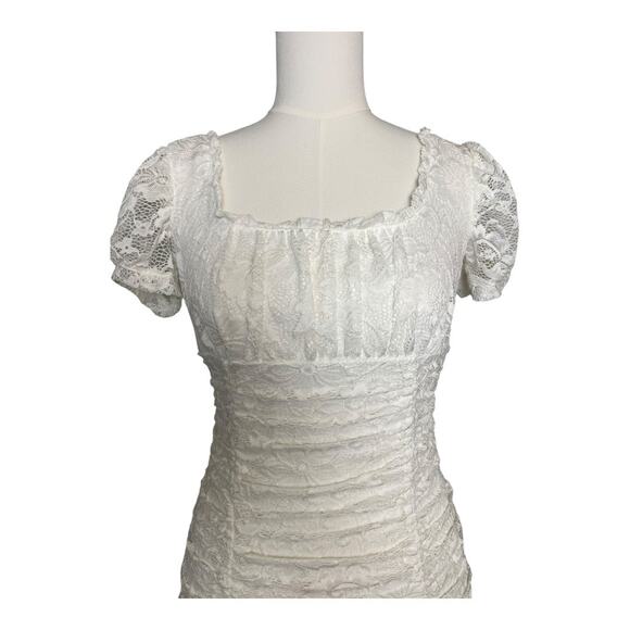 Womens Coquette Cottagecore Dress Girly Romantic B. Darlin 3 / 4 White Lace - Picture 4 of 11